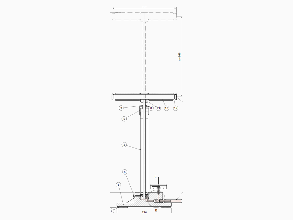 Bicycle floor pump in axial section